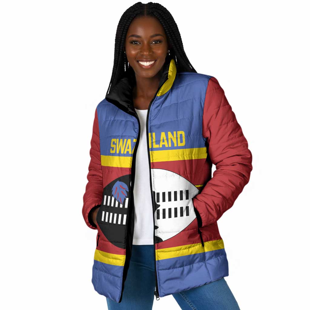 Swaziland Padded Jacket Siyinqaba Eswatini Flag Style