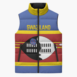 Swaziland Sleeveless Puffer Jacket Siyinqaba Eswatini Flag Style