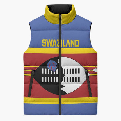Swaziland Sleeveless Puffer Jacket Siyinqaba Eswatini Flag Style