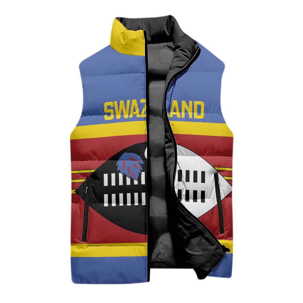 Swaziland Sleeveless Puffer Jacket Siyinqaba Eswatini Flag Style