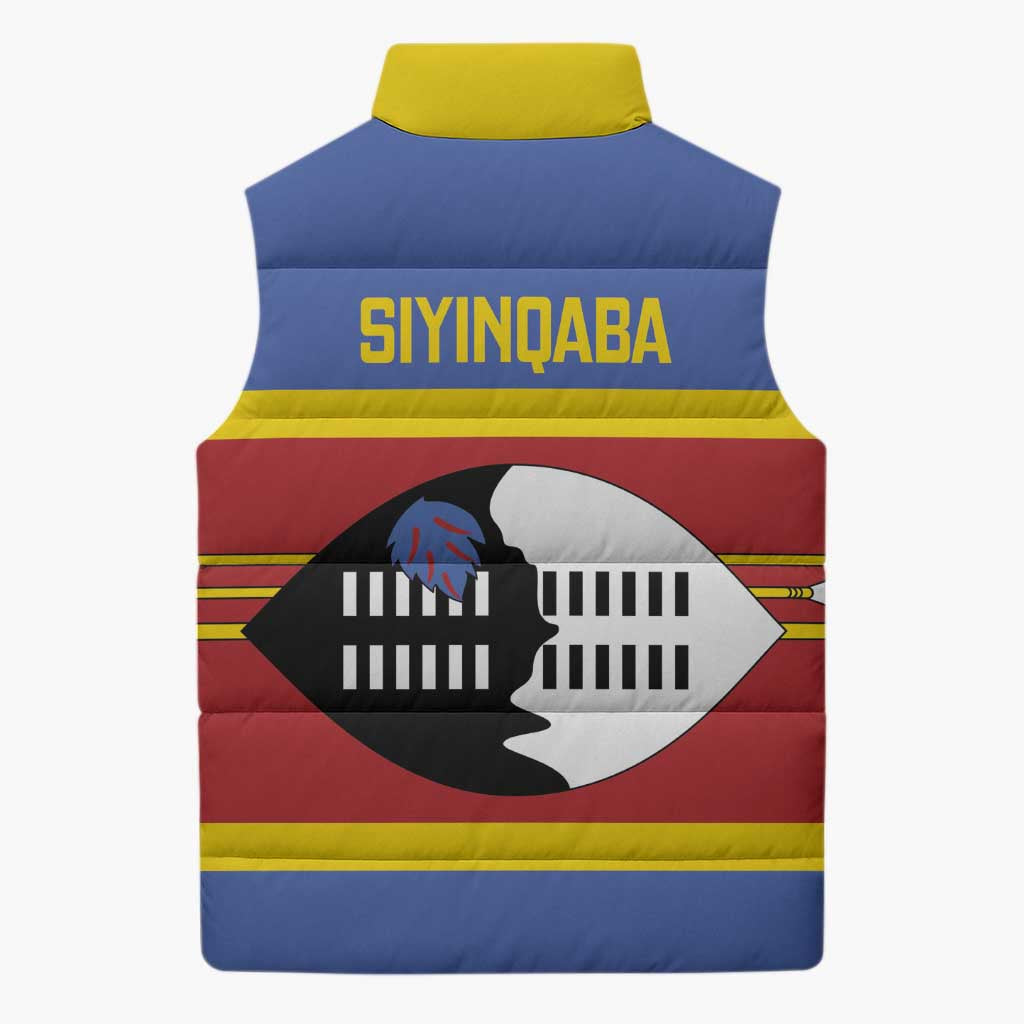 Swaziland Sleeveless Puffer Jacket Siyinqaba Eswatini Flag Style