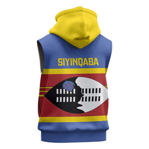 Afro Swaziland Sleeveless Zip Hoodie Siyinqaba Eswatini Flag Style - African Pride