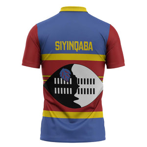 Swaziland Zipper Polo Shirt Siyinqaba Eswatini Flag Style