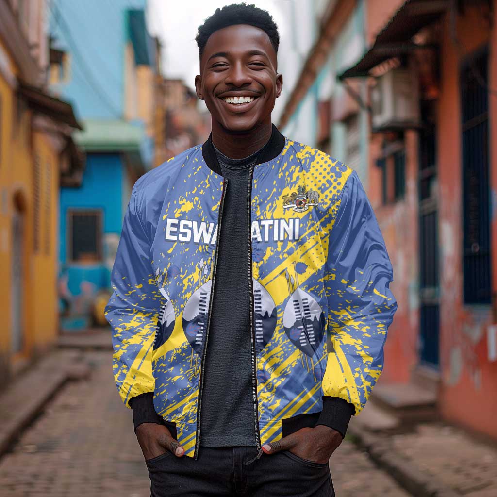 Eswatini Football Custom Bomber Jacket Sihlangu Semnikati Blue - African Pride