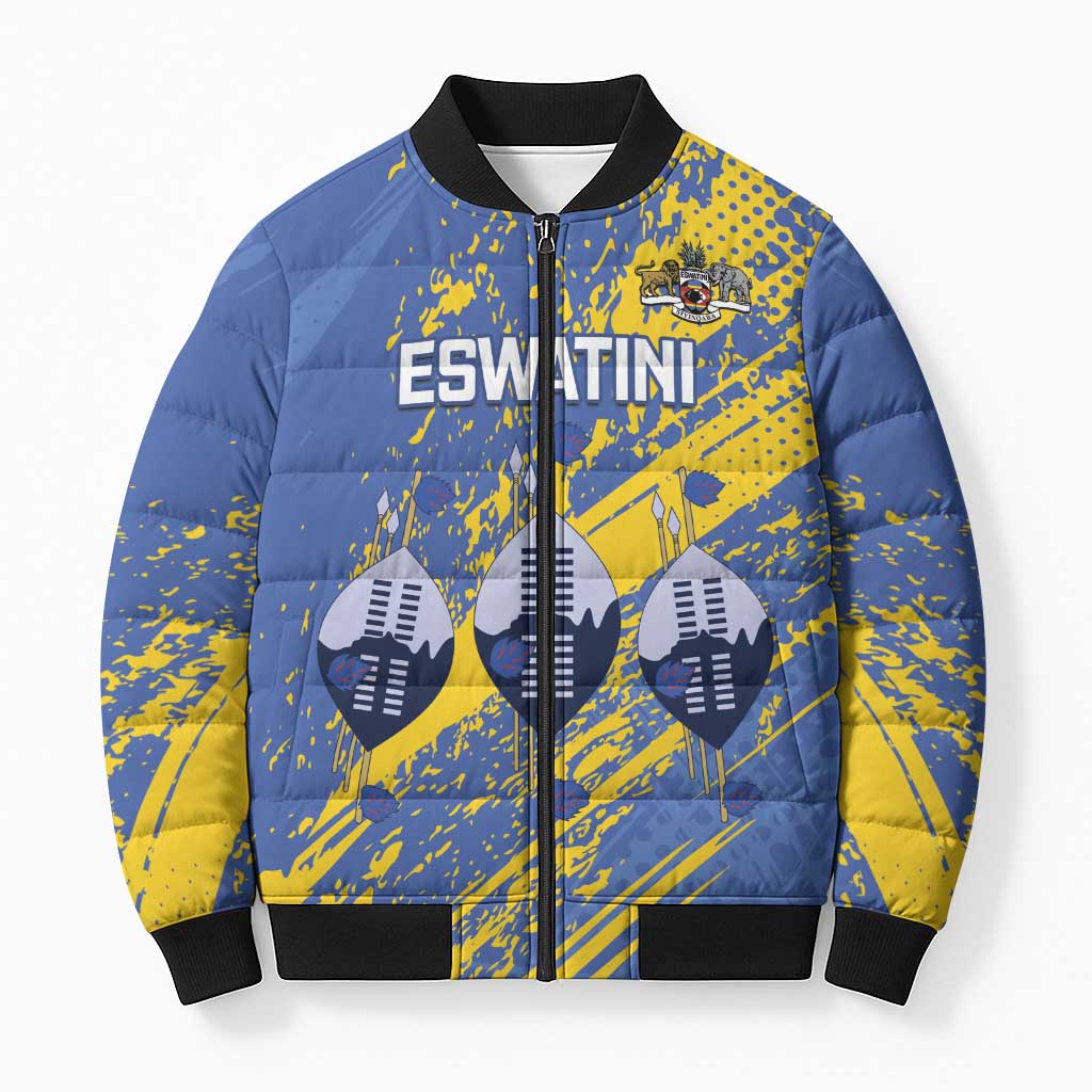 Eswatini Football Custom Bomber Puffer Jacket Sihlangu Semnikati Blue