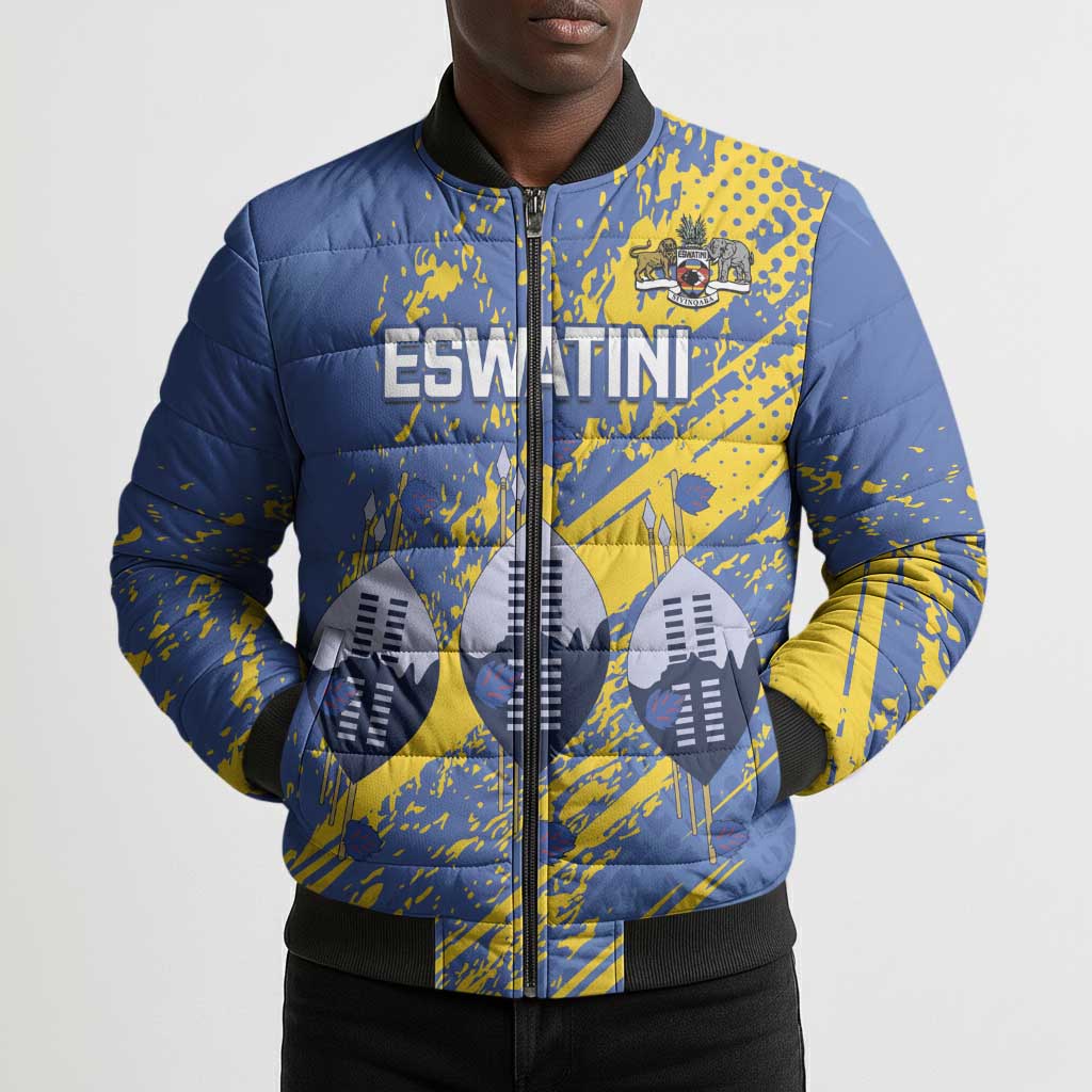 Eswatini Football Custom Bomber Puffer Jacket Sihlangu Semnikati Blue