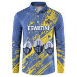 Eswatini Football Custom Button Sweatshirt Sihlangu Semnikati Blue
