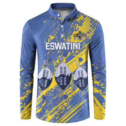 Eswatini Football Custom Button Sweatshirt Sihlangu Semnikati Blue