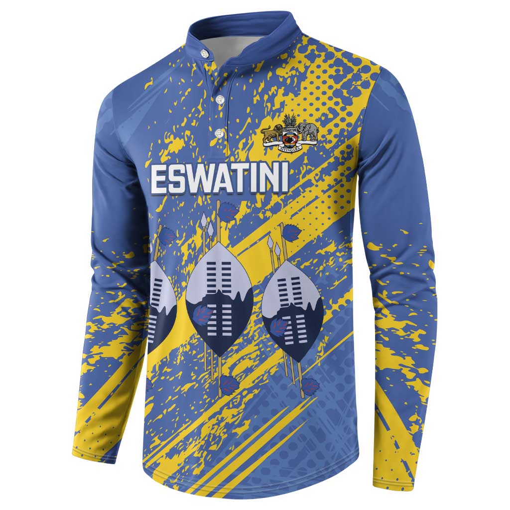 Eswatini Football Custom Button Sweatshirt Sihlangu Semnikati Blue
