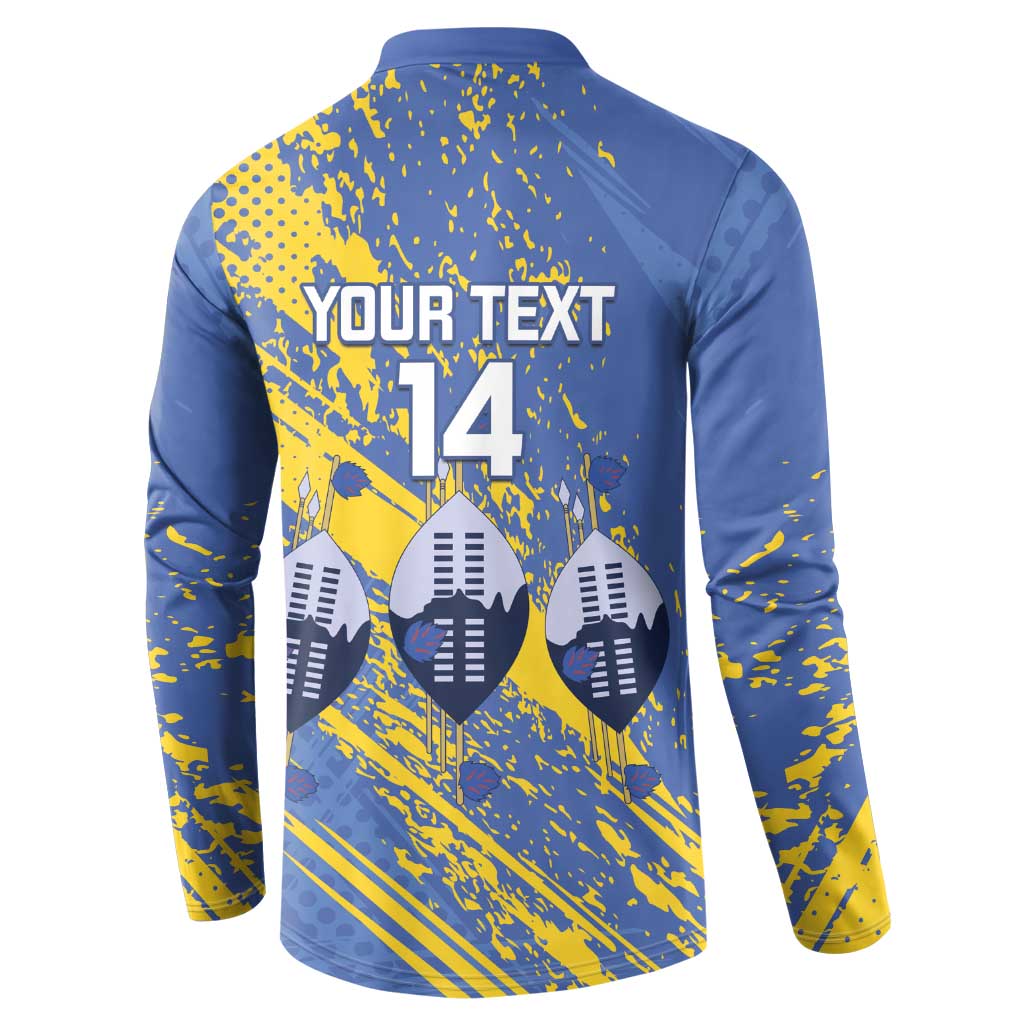 Eswatini Football Custom Button Sweatshirt Sihlangu Semnikati Blue
