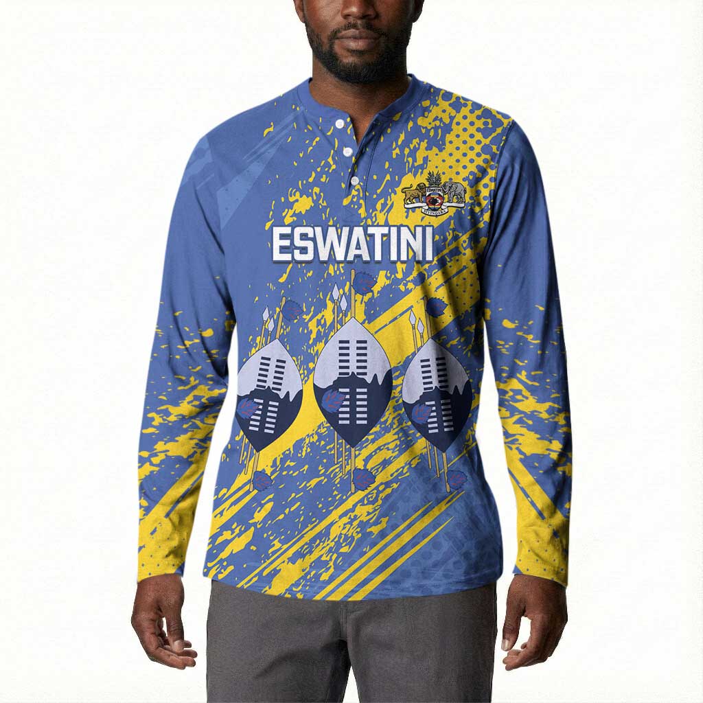 Eswatini Football Custom Button Sweatshirt Sihlangu Semnikati Blue