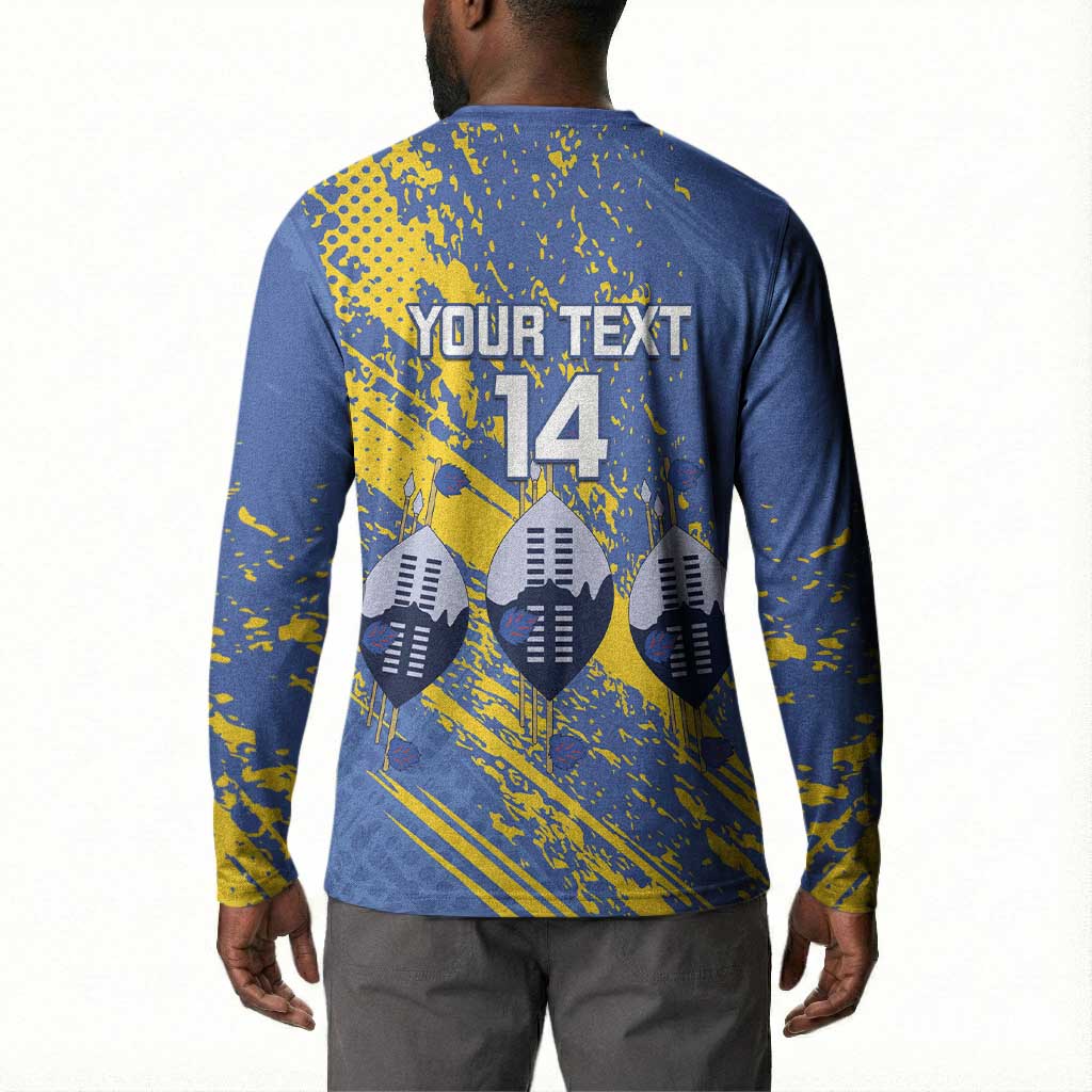 Eswatini Football Custom Button Sweatshirt Sihlangu Semnikati Blue