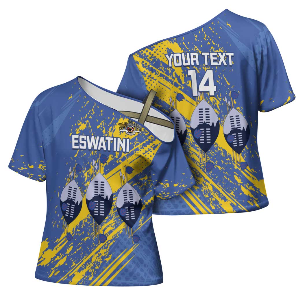Eswatini Football Custom Cross Shoulder Shirt Sihlangu Semnikati Blue