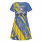Eswatini Football Custom Kid Short Sleeve Dress Sihlangu Semnikati Blue - African Pride