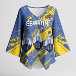 Eswatini Football Custom Kimono Sleeve Blouse Sihlangu Semnikati Blue