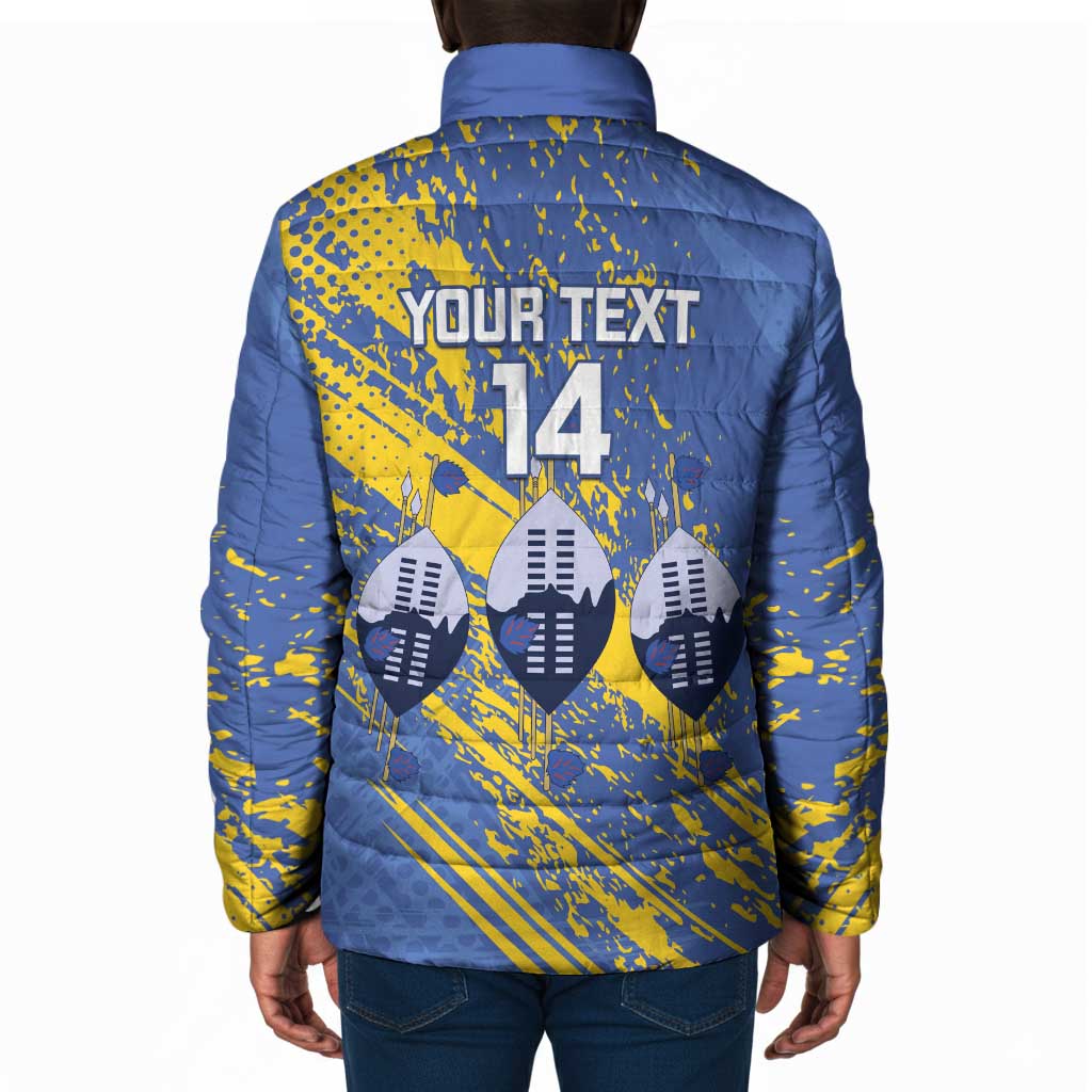 Eswatini Football Custom Padded Jacket Sihlangu Semnikati Blue
