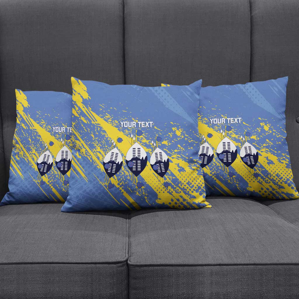 Eswatini Football Custom Pillow Cover Sihlangu Semnikati Blue