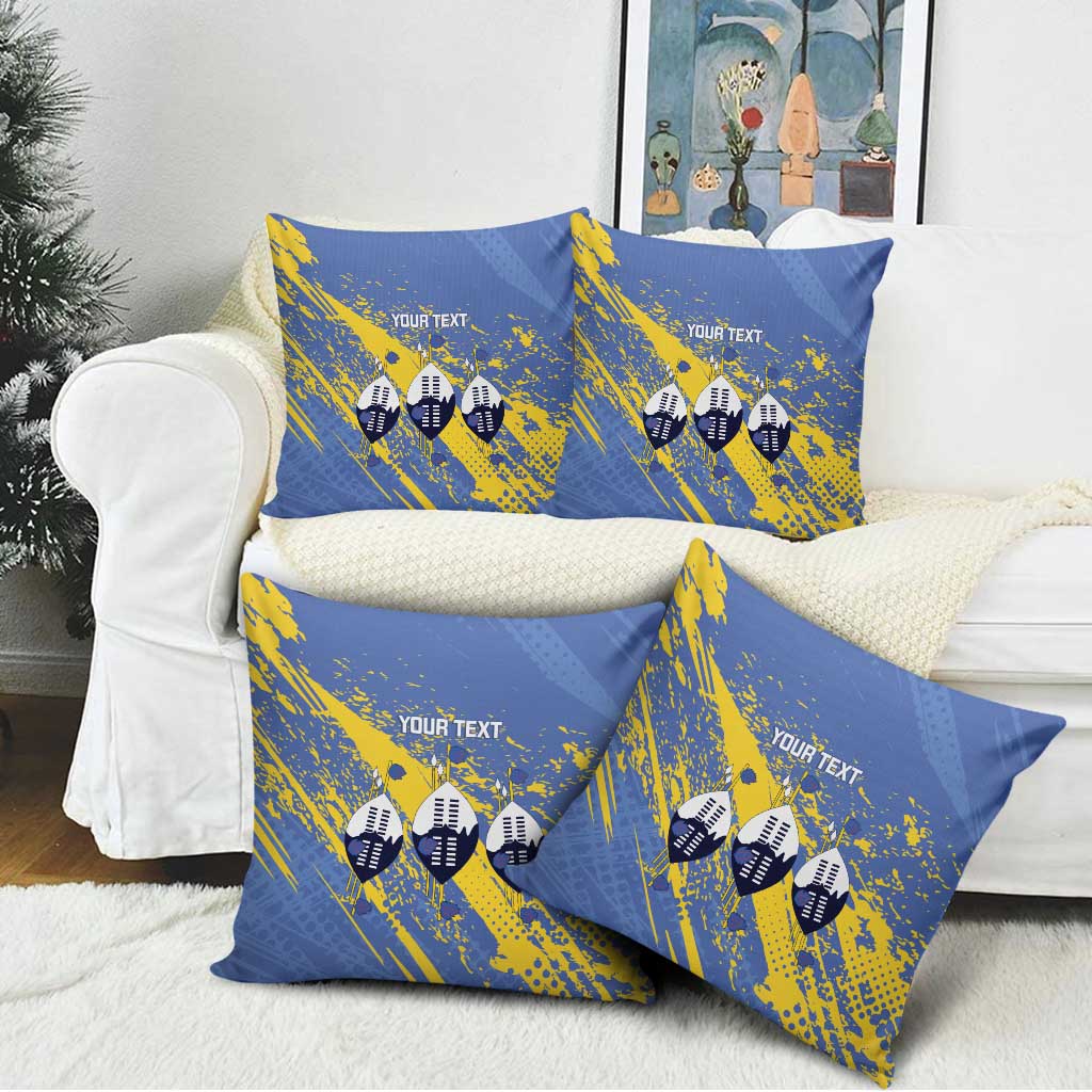 Eswatini Football Custom Pillow Cover Sihlangu Semnikati Blue
