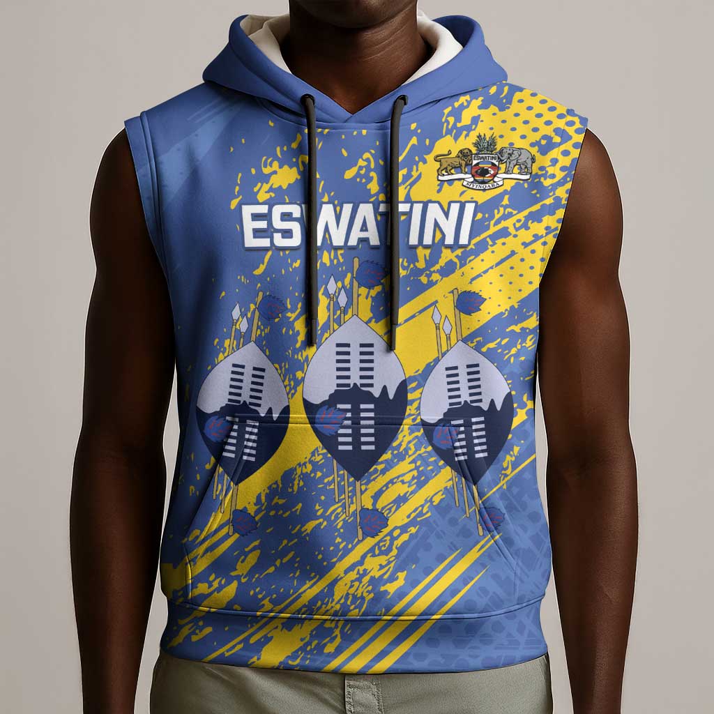 Eswatini Football Custom Sleeveless Hoodie Sihlangu Semnikati Blue - African Pride