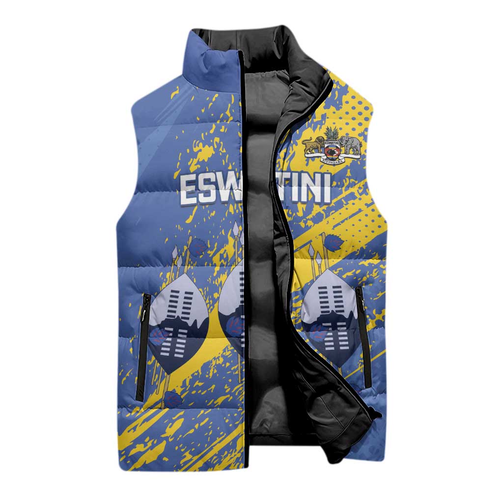 Eswatini Football Custom Sleeveless Puffer Jacket Sihlangu Semnikati Blue