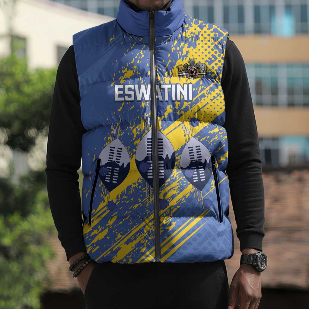 Eswatini Football Custom Sleeveless Puffer Jacket Sihlangu Semnikati Blue