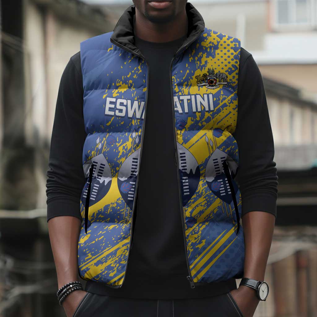 Eswatini Football Custom Sleeveless Puffer Jacket Sihlangu Semnikati Blue