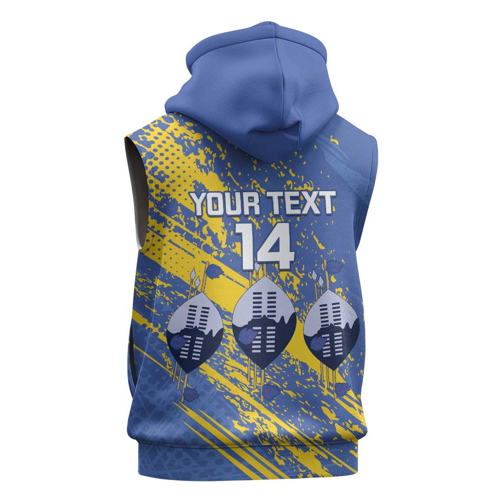 Eswatini Football Custom Sleeveless Zip Hoodie Sihlangu Semnikati Blue - African Pride