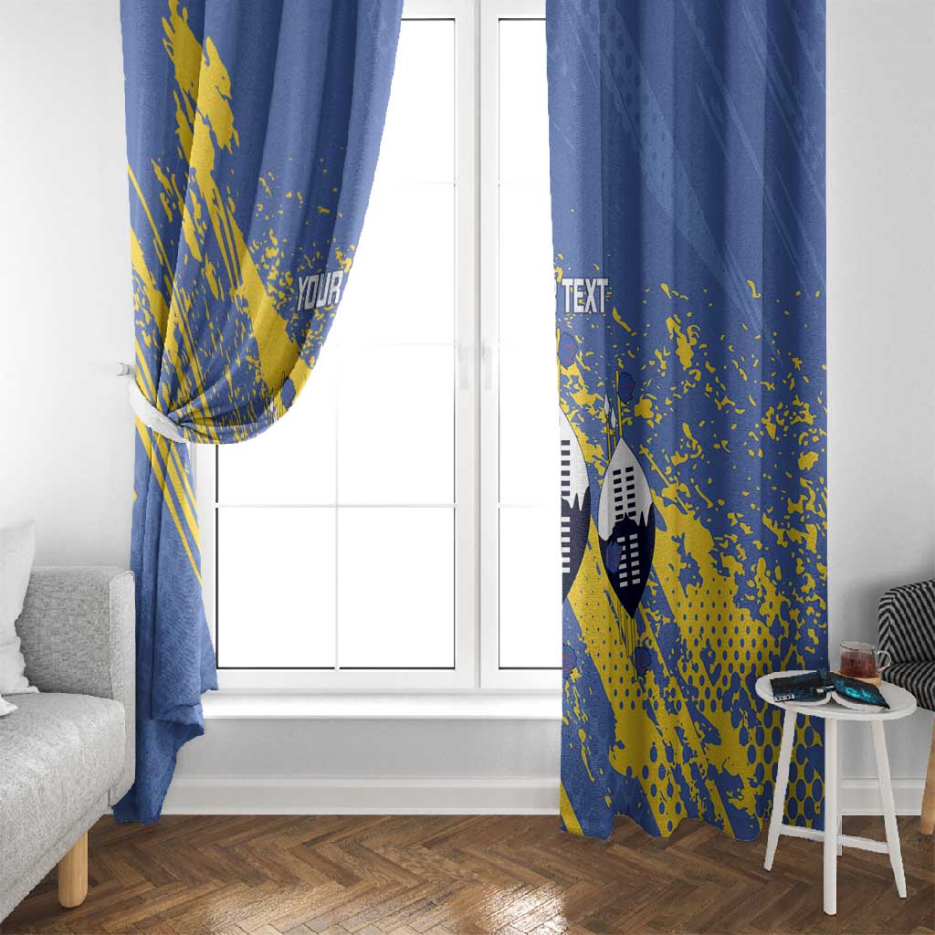 Eswatini Football Custom Window Curtain Sihlangu Semnikati Blue - African Pride