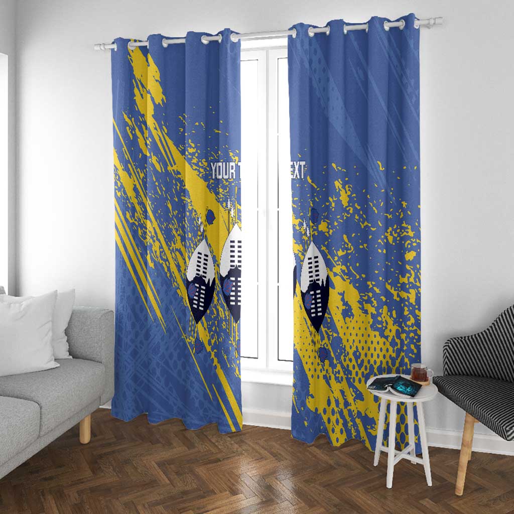 Eswatini Football Custom Window Curtain Sihlangu Semnikati Blue - African Pride