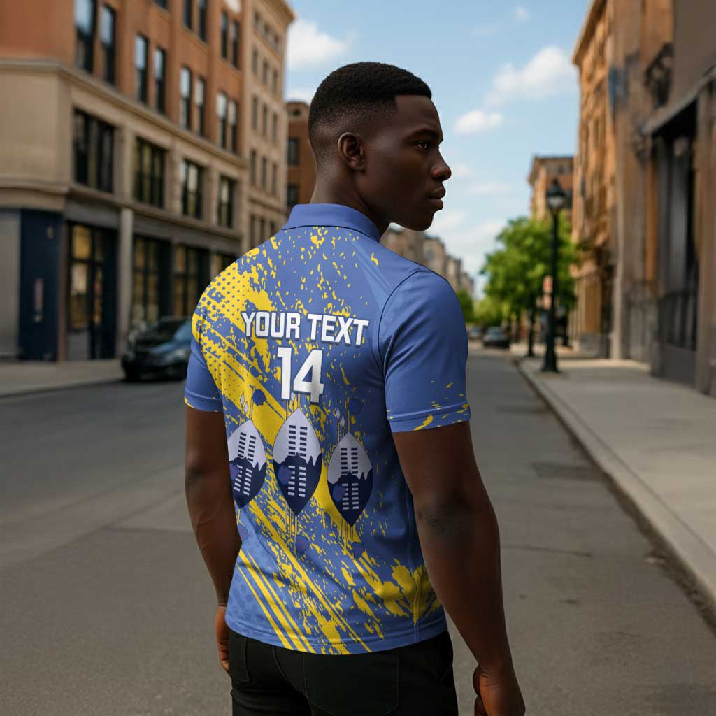 Eswatini Football Custom Zipper Polo Shirt Sihlangu Semnikati Blue