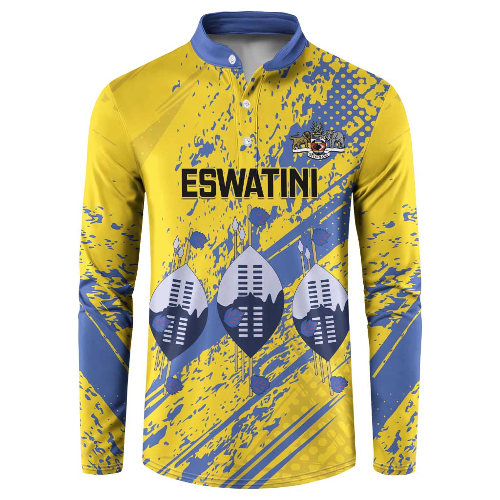 Eswatini Football Custom Button Sweatshirt Sihlangu Semnikati Yellow