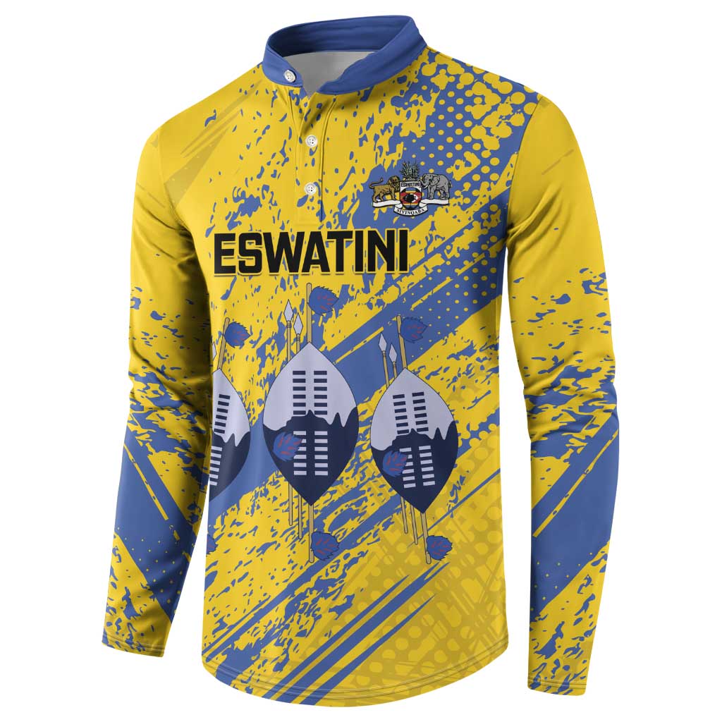 Eswatini Football Custom Button Sweatshirt Sihlangu Semnikati Yellow