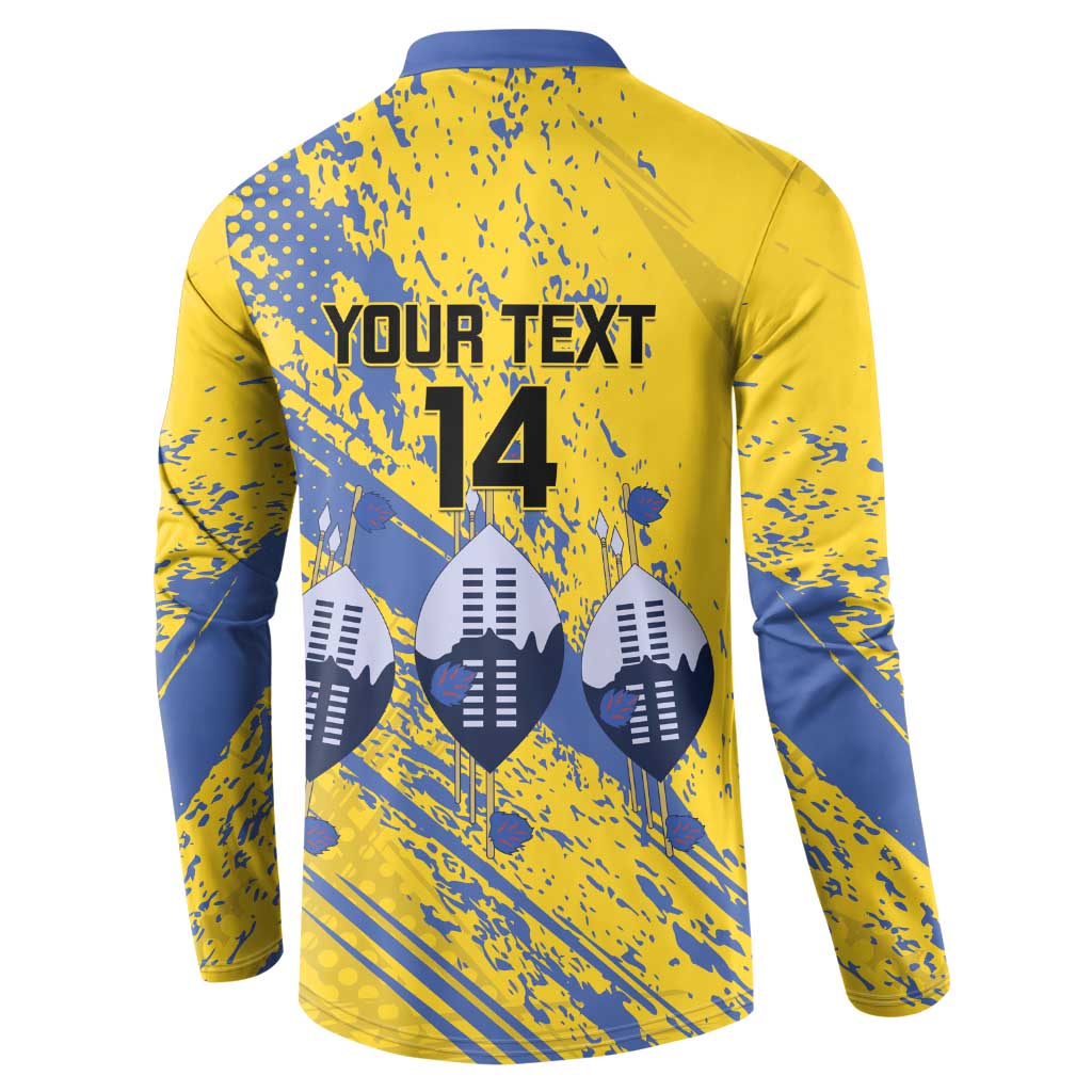 Eswatini Football Custom Button Sweatshirt Sihlangu Semnikati Yellow