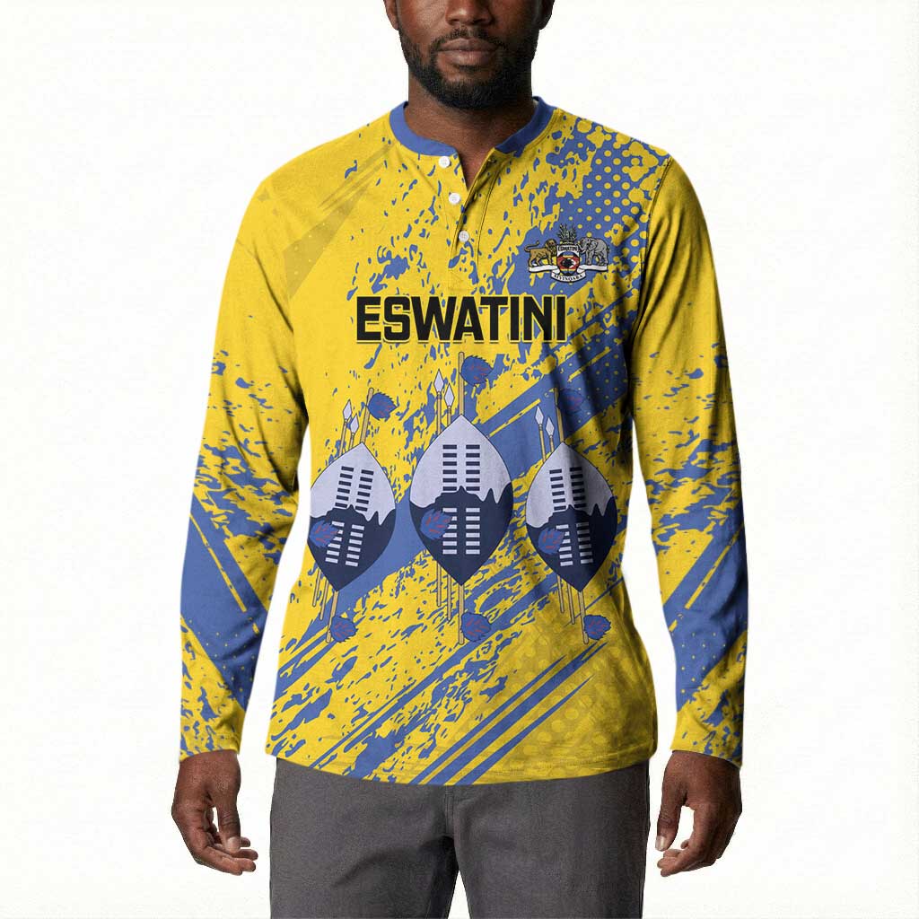 Eswatini Football Custom Button Sweatshirt Sihlangu Semnikati Yellow