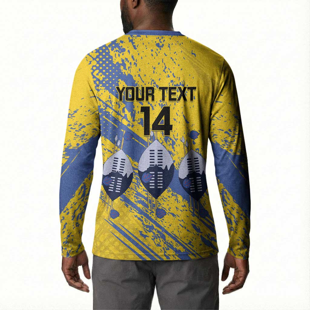 Eswatini Football Custom Button Sweatshirt Sihlangu Semnikati Yellow