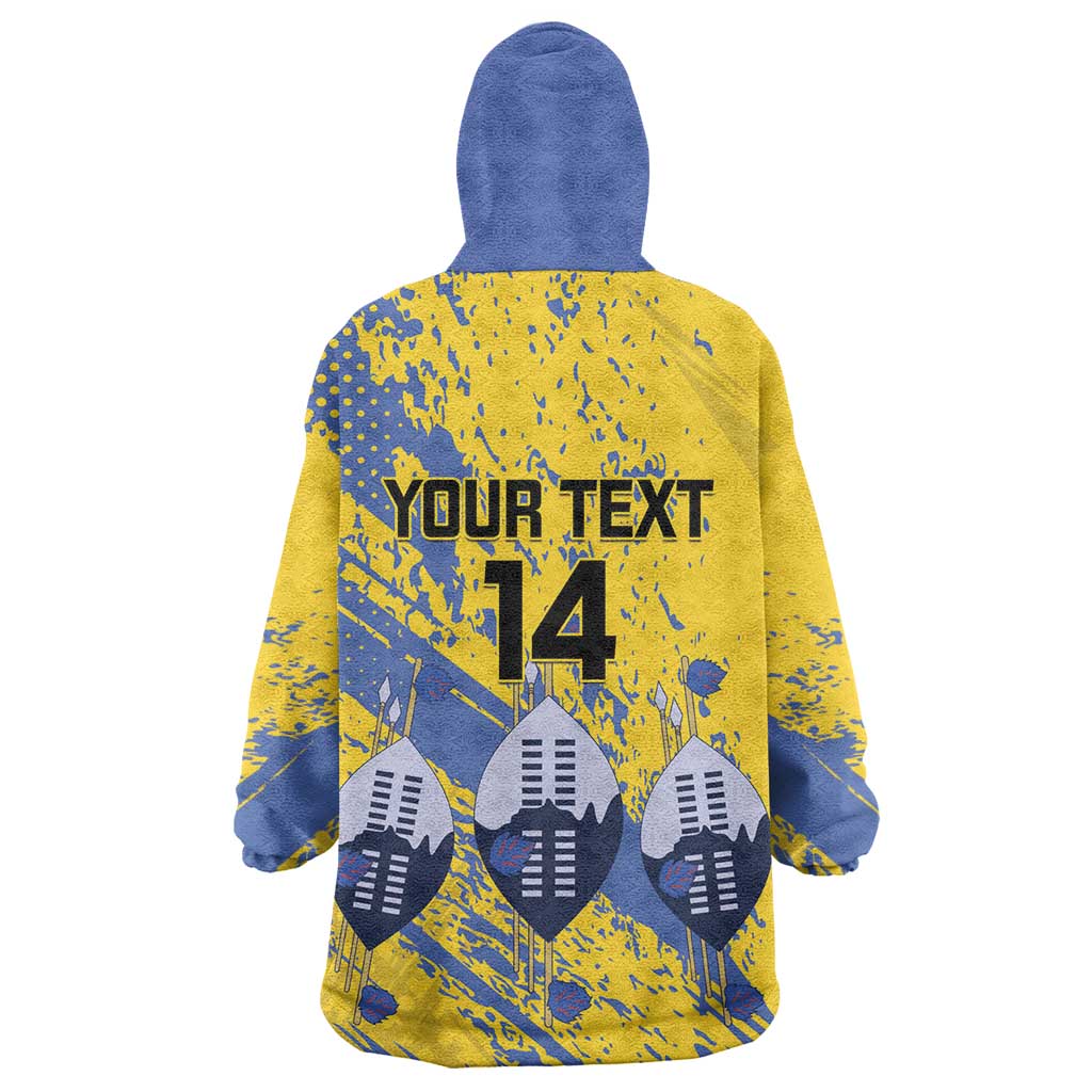 Eswatini Football Custom Kid Wearable Blanket Hoodie Sihlangu Semnikati Yellow - African Pride