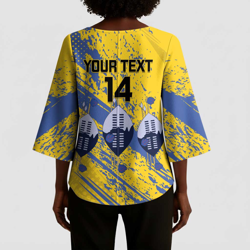 Eswatini Football Custom Kimono Sleeve Blouse Sihlangu Semnikati Yellow