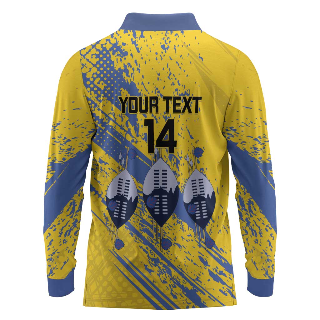 Eswatini Football Custom Long Sleeve Polo Shirt Sihlangu Semnikati Yellow - African Pride