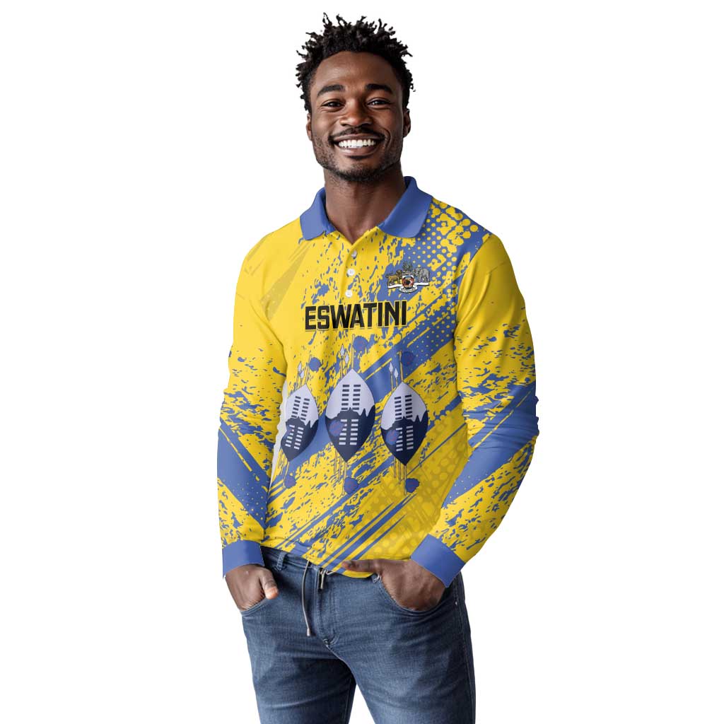 Eswatini Football Custom Long Sleeve Polo Shirt Sihlangu Semnikati Yellow - African Pride