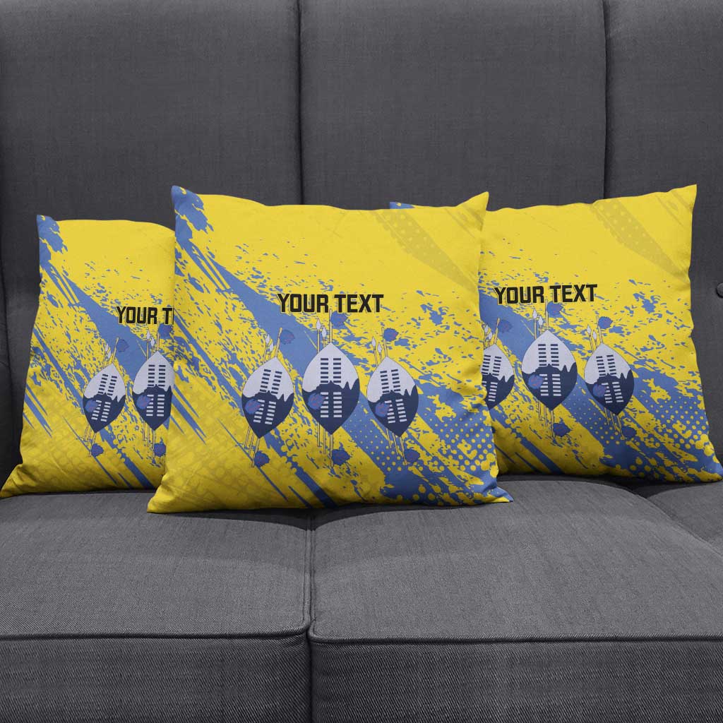 Eswatini Football Custom Pillow Cover Sihlangu Semnikati Yellow