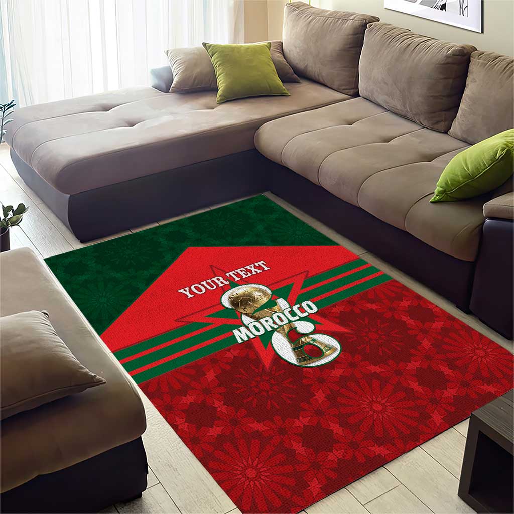 Personalized Morocco Football Area Rug 2026 Come On Atlas Lions - African Pride