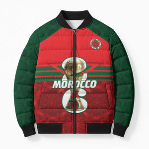 Personalized Morocco Football Bomber Puffer Jacket 2026 Come On Atlas Lions - African Pride