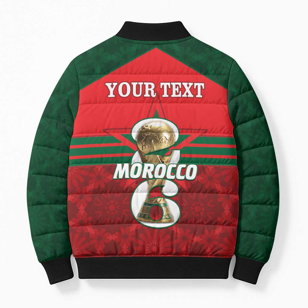 Personalized Morocco Football Bomber Puffer Jacket 2026 Come On Atlas Lions - African Pride