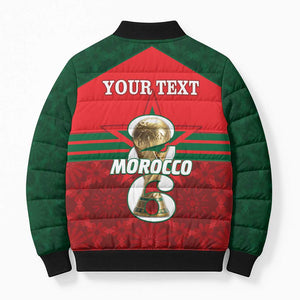 Personalized Morocco Football Bomber Puffer Jacket 2026 Come On Atlas Lions - African Pride