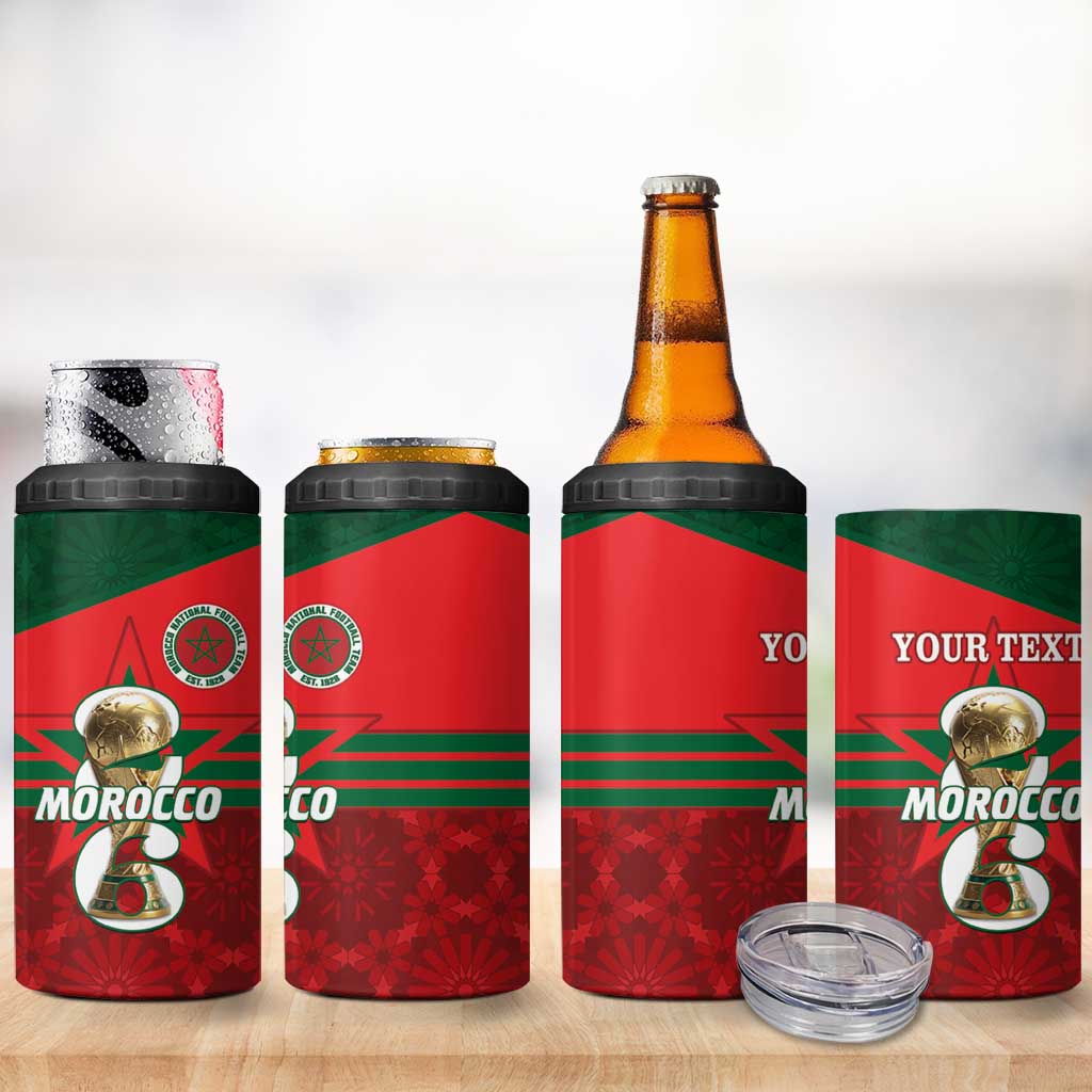 Personalized Morocco Football 4 in 1 Can Cooler Tumbler 2026 Come On Atlas Lions - African Pride