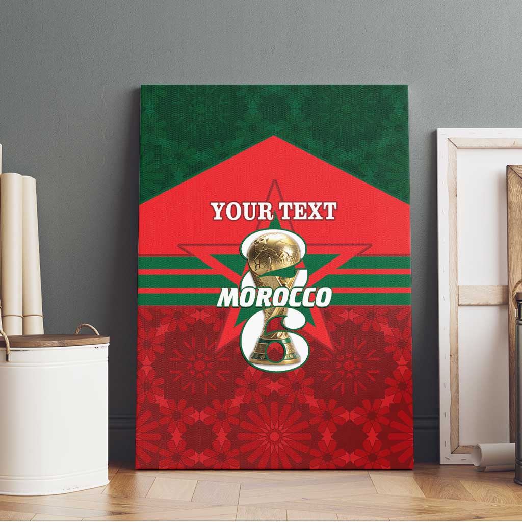 Personalized Morocco Football Canvas Wall Art 2026 Come On Atlas Lions - African Pride