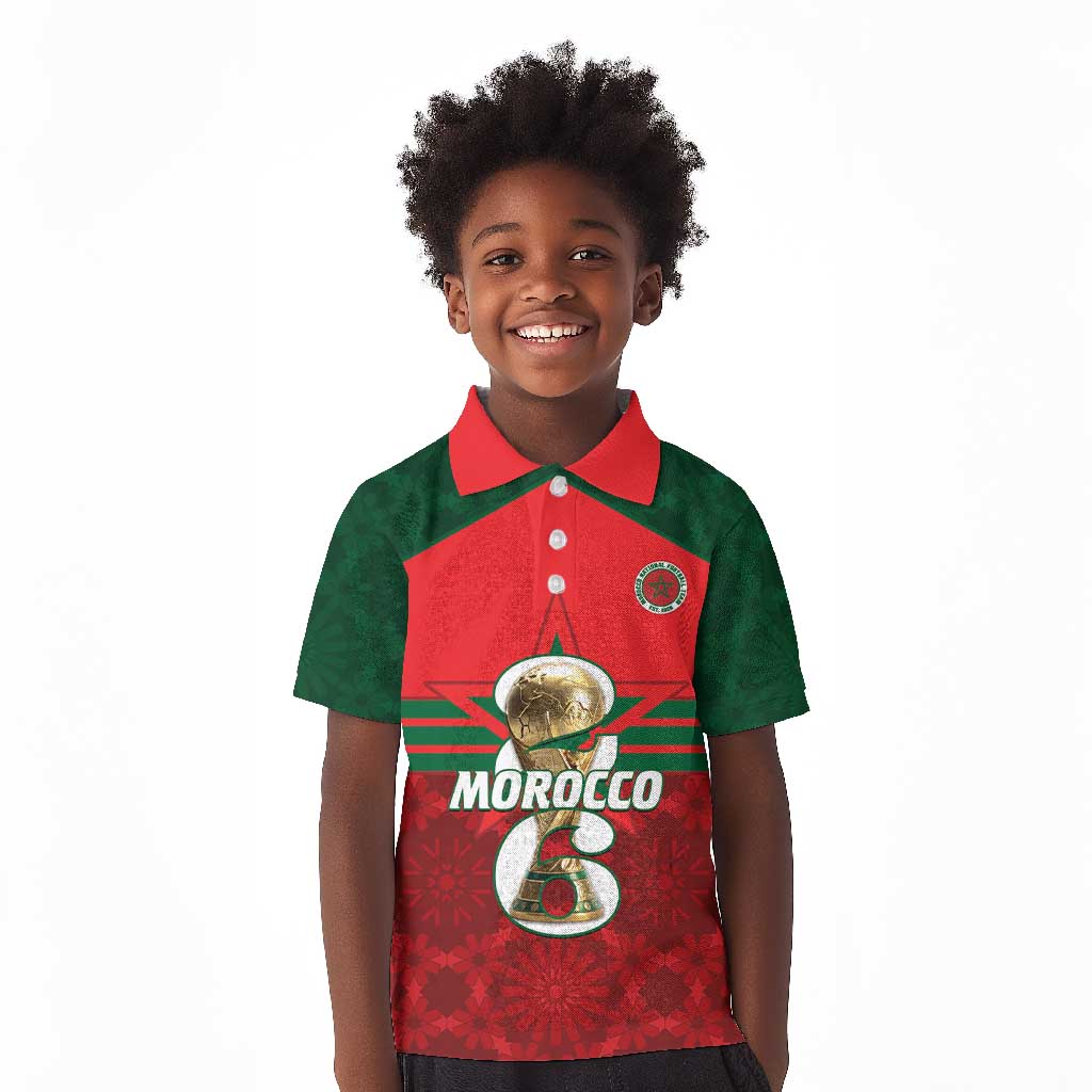 Personalized Morocco Football Kid Polo Shirt 2026 Come On Atlas Lions LT14