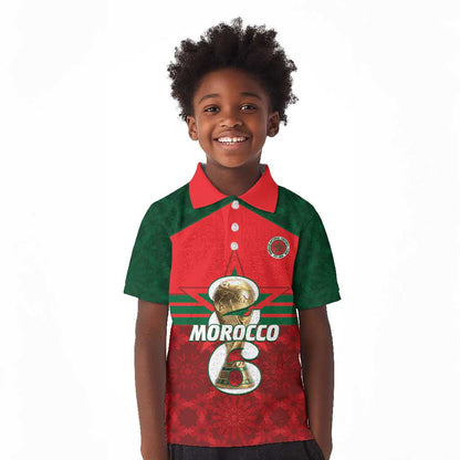 Personalized Morocco Football Kid Polo Shirt 2026 Come On Atlas Lions LT14