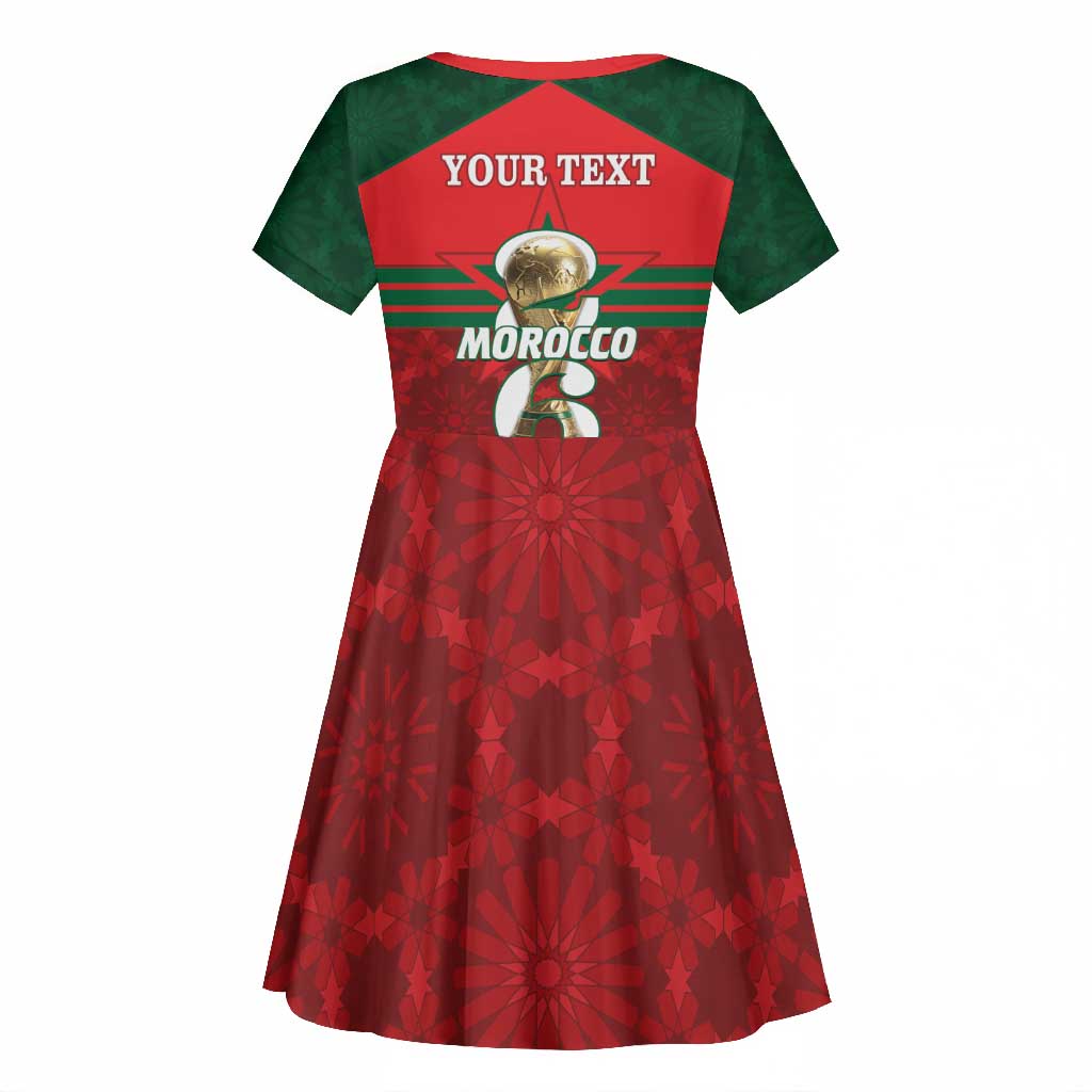 Personalized Morocco Football Kid Short Sleeve Dress 2026 Come On Atlas Lions LT14