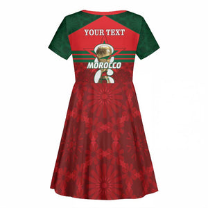 Personalized Morocco Football Kid Short Sleeve Dress 2026 Come On Atlas Lions LT14